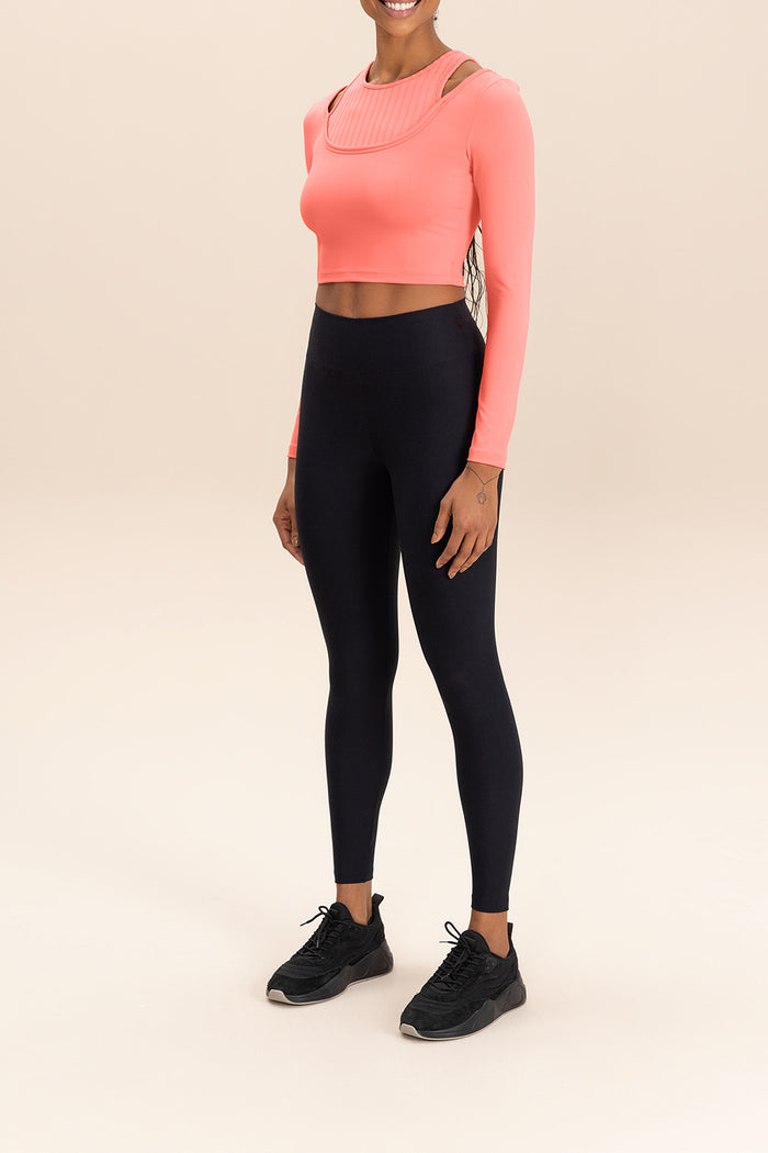 Overlay Long Sleeve Cropped Sports Bra