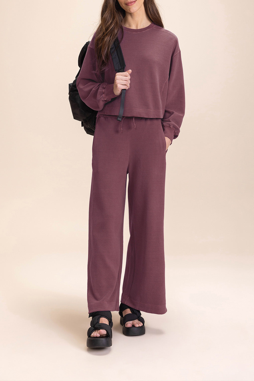 Ribbed Washed Crop Pants