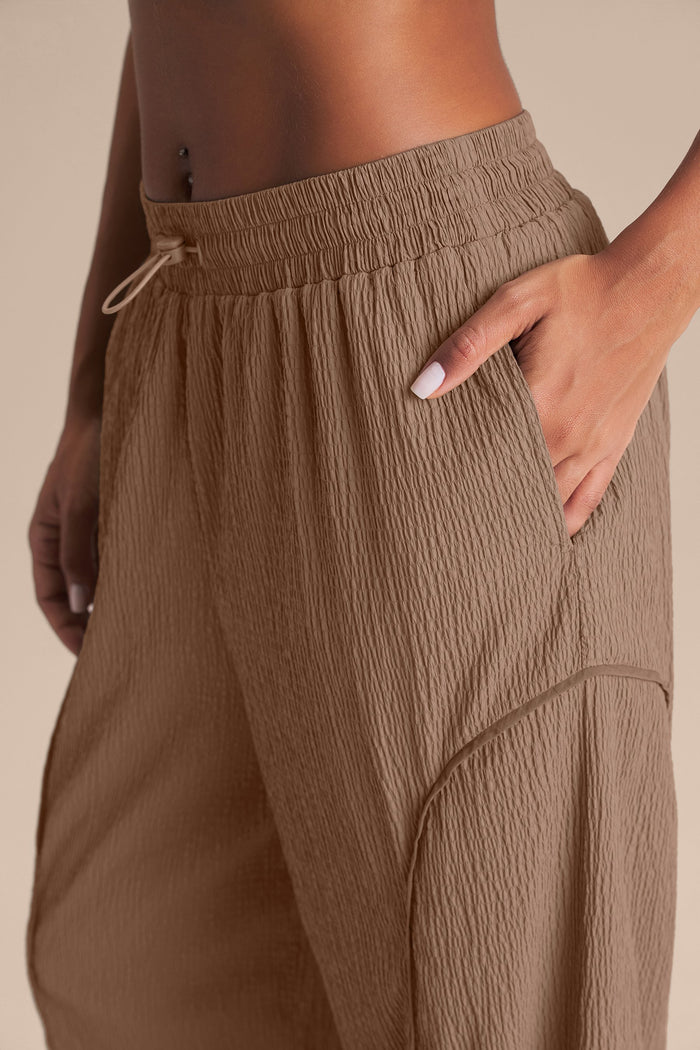 Gridline Straight Nylon Pants