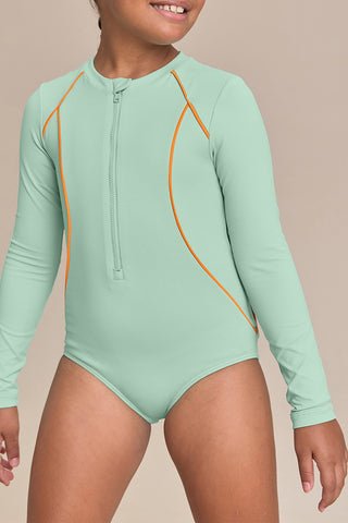 Kids Contrast Piping Swimsuit