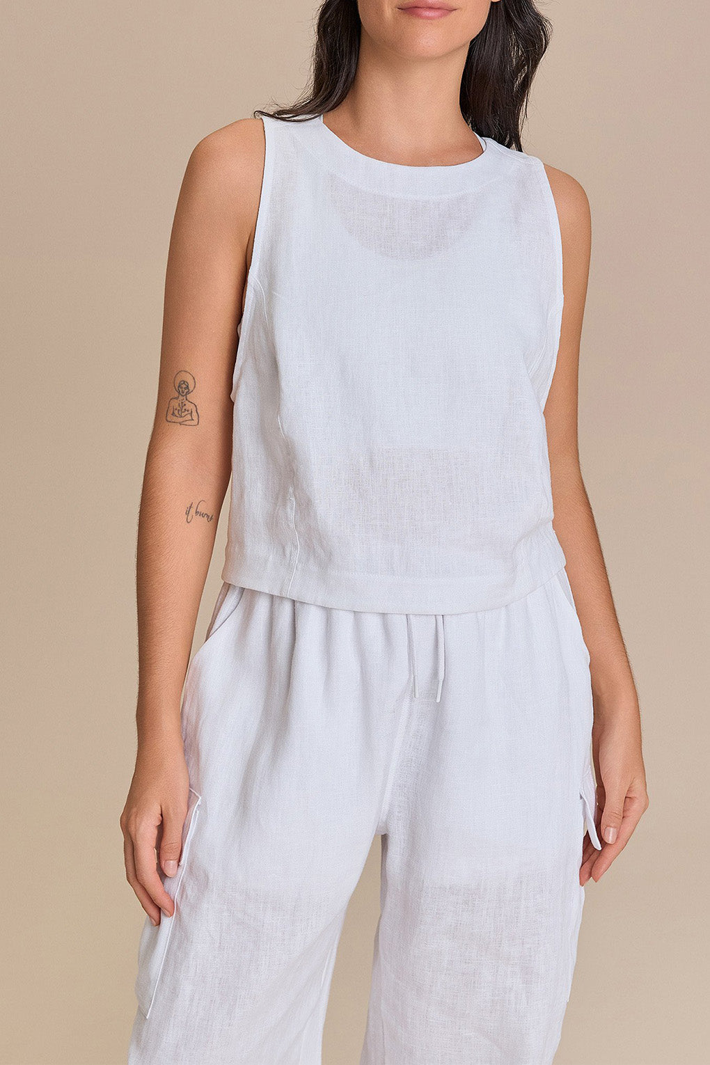 Pure Linen White Tank Top